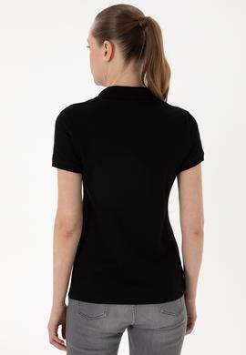 Kadın Siyah Basic Polo Yaka Tişört - 50300896116