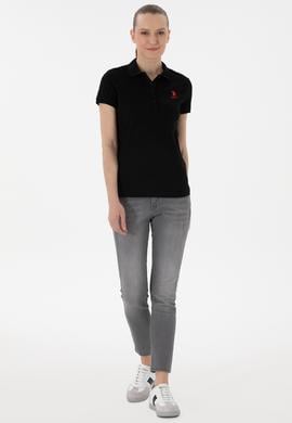 Kadın Siyah Basic Polo Yaka Tişört - 50300896116