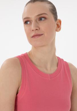 Kadın Koyu Pembe Kolsuz Bisiklet Yaka Basic Tişört - 50300904092