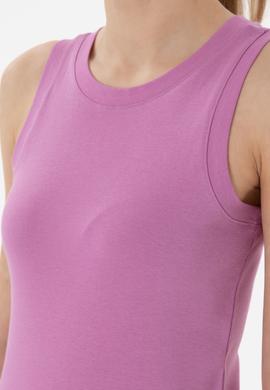 Kadın Pembe Kolsuz Bisiklet Yaka Basic Tişört - 50300904020