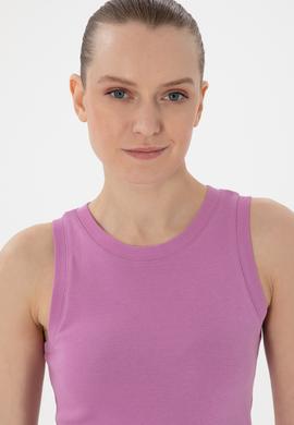 Kadın Pembe Kolsuz Bisiklet Yaka Basic Tişört - 50300904020