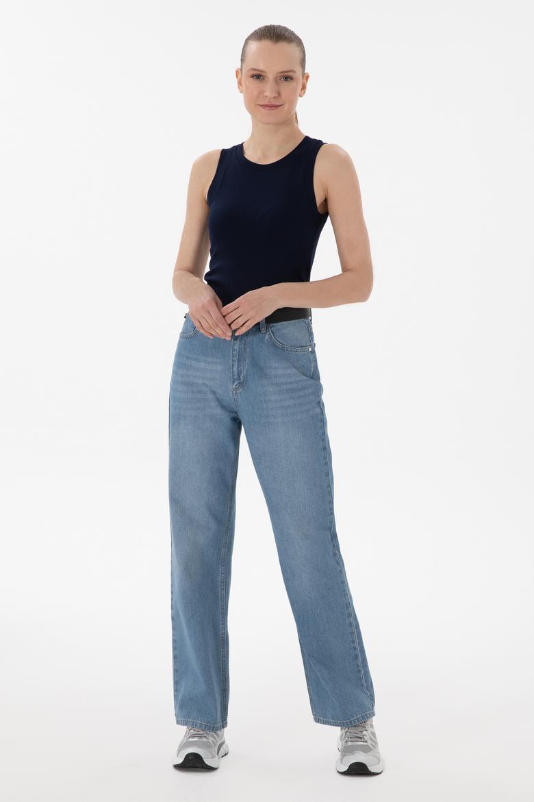 Kadın Lacivert Kolsuz Bisiklet Yaka Basic Tişört - 50300904028