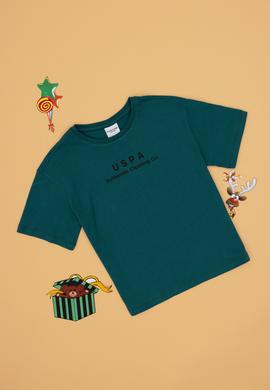 Erkek Çocuk Koyu Yeşil Comfort Basic Bisiklet Yaka Tişört - 50306513023