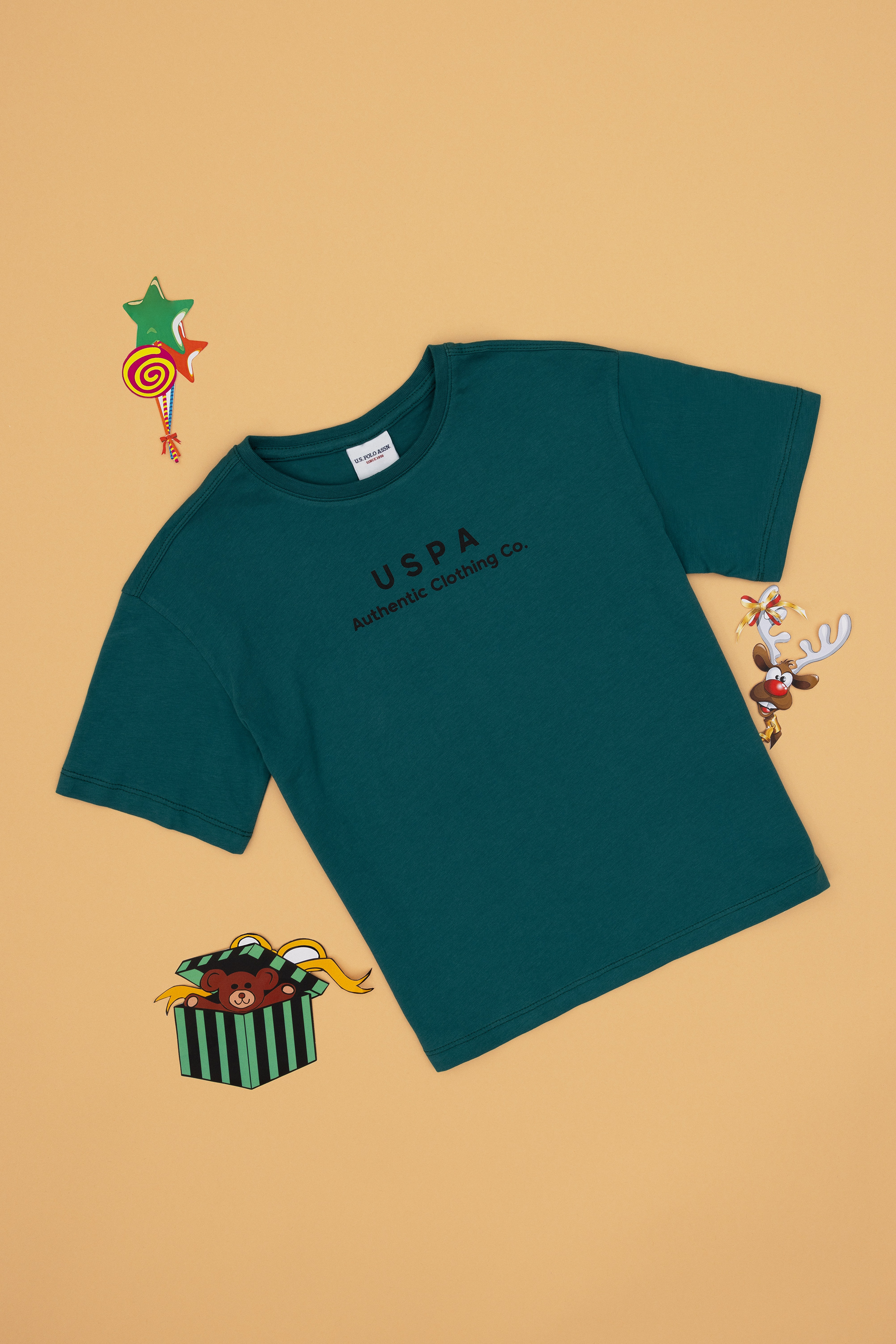 Erkek Çocuk Koyu Yeşil Comfort Basic Bisiklet Yaka Tişört - Image 4