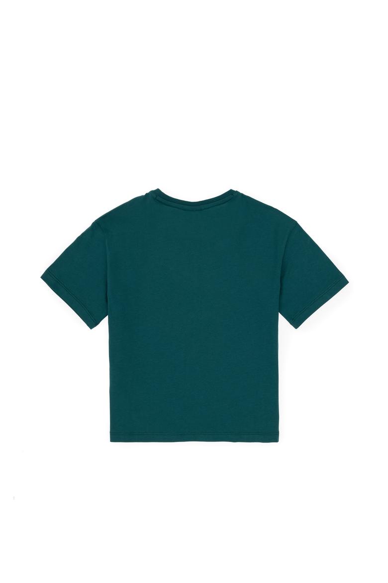 Erkek Çocuk Koyu Yeşil Comfort Basic Bisiklet Yaka Tişört - 50306513023