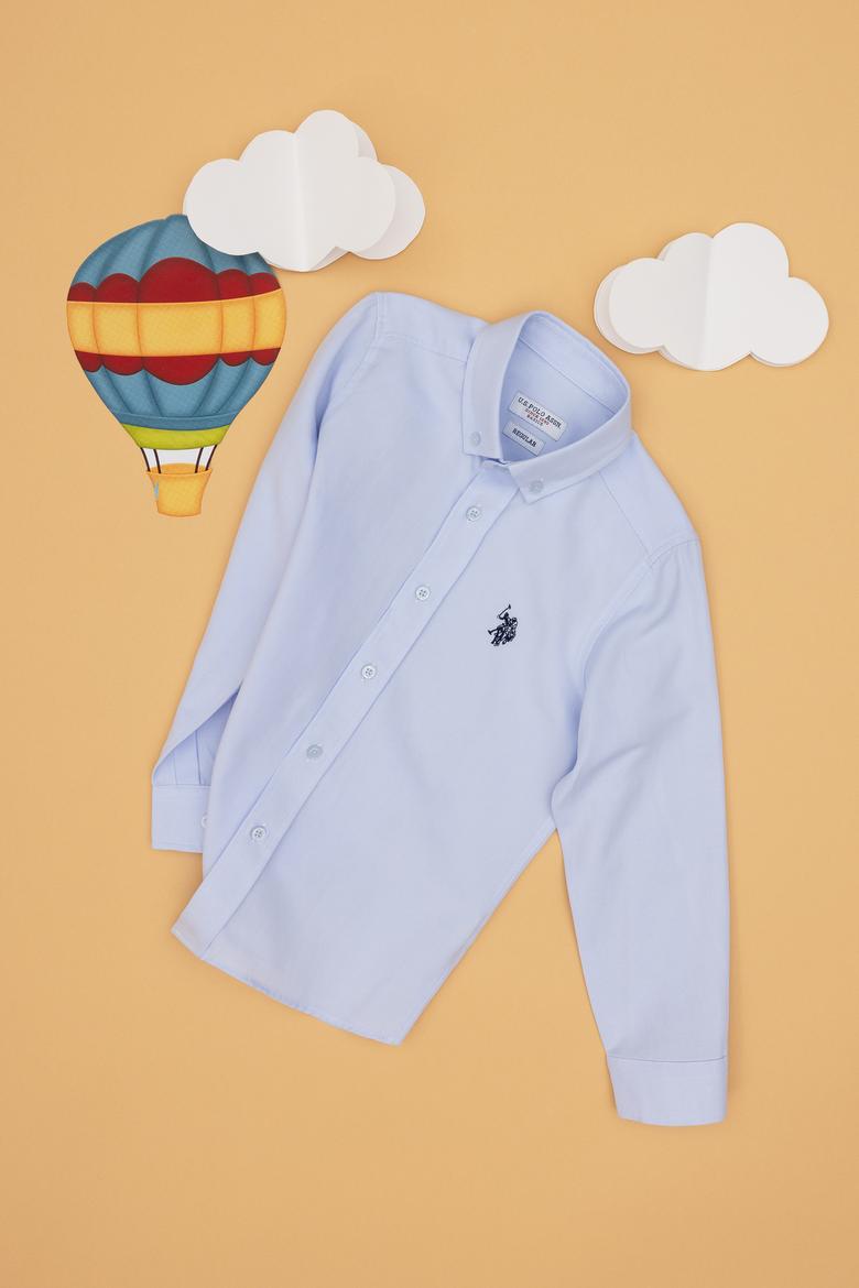 Erkek Çocuk Açık Mavi Uzun Kollu Basic Gömlek - 50306584032