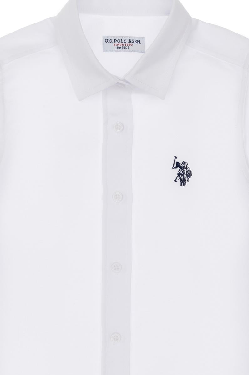 Kız Çocuk Beyaz Uzun Kollu Basic Gömlek