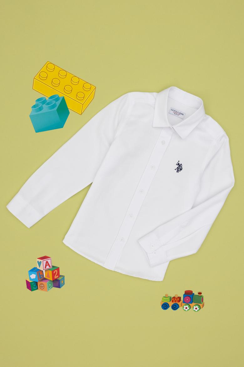 Kız Çocuk Beyaz Uzun Kollu Basic Gömlek - 50306588010