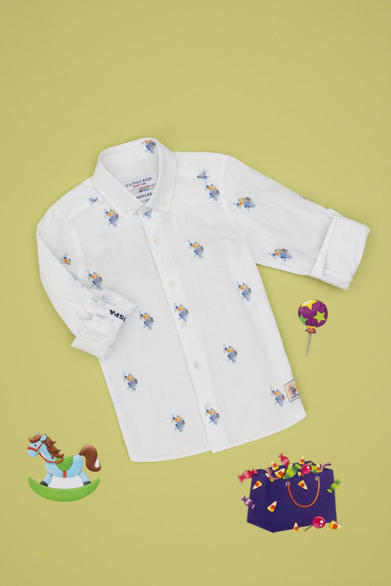 Erkek Çocuk Beyaz Uzun Kollu Gömlek