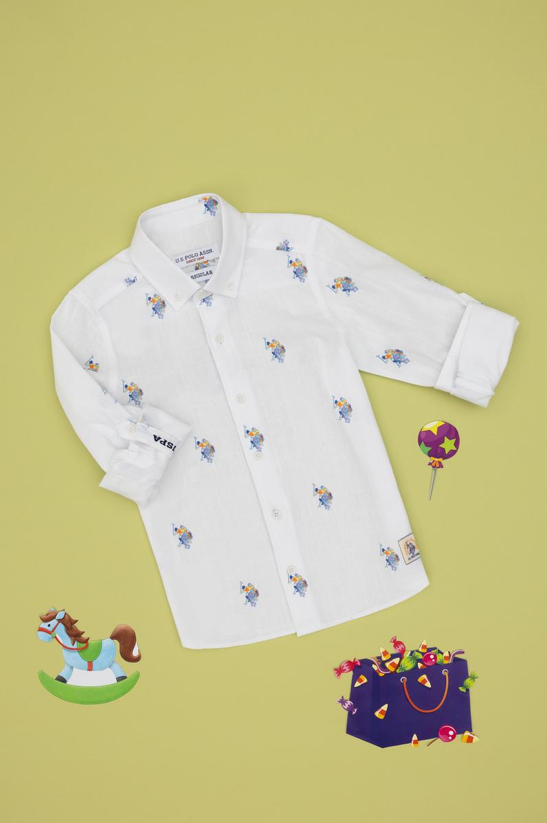 Erkek Çocuk Beyaz Uzun Kollu Gömlek