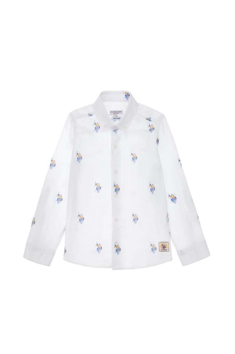 Erkek Çocuk Beyaz Uzun Kollu Gömlek