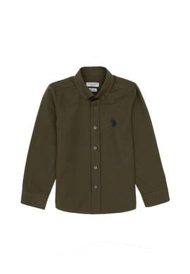 Erkek Çocuk Koyu Haki Uzun Kollu Basic Gömlek - 50306584049