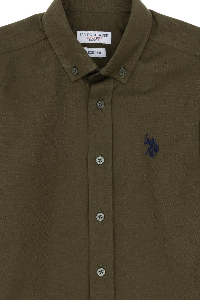 Erkek Çocuk Koyu Haki Uzun Kollu Basic Gömlek - 50306584049