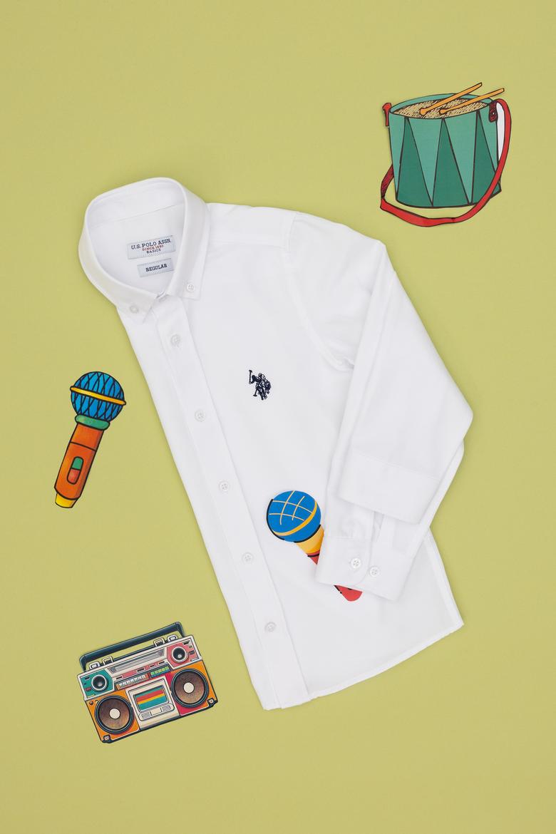 Erkek Çocuk Beyaz Uzun Kollu Basic Gömlek - 50306584002