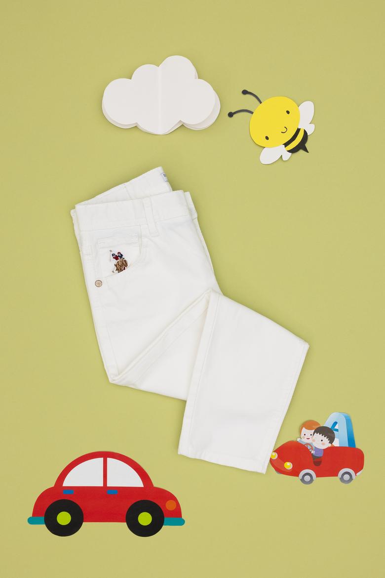 Erkek Çocuk Beyaz Kanvas Pantolon