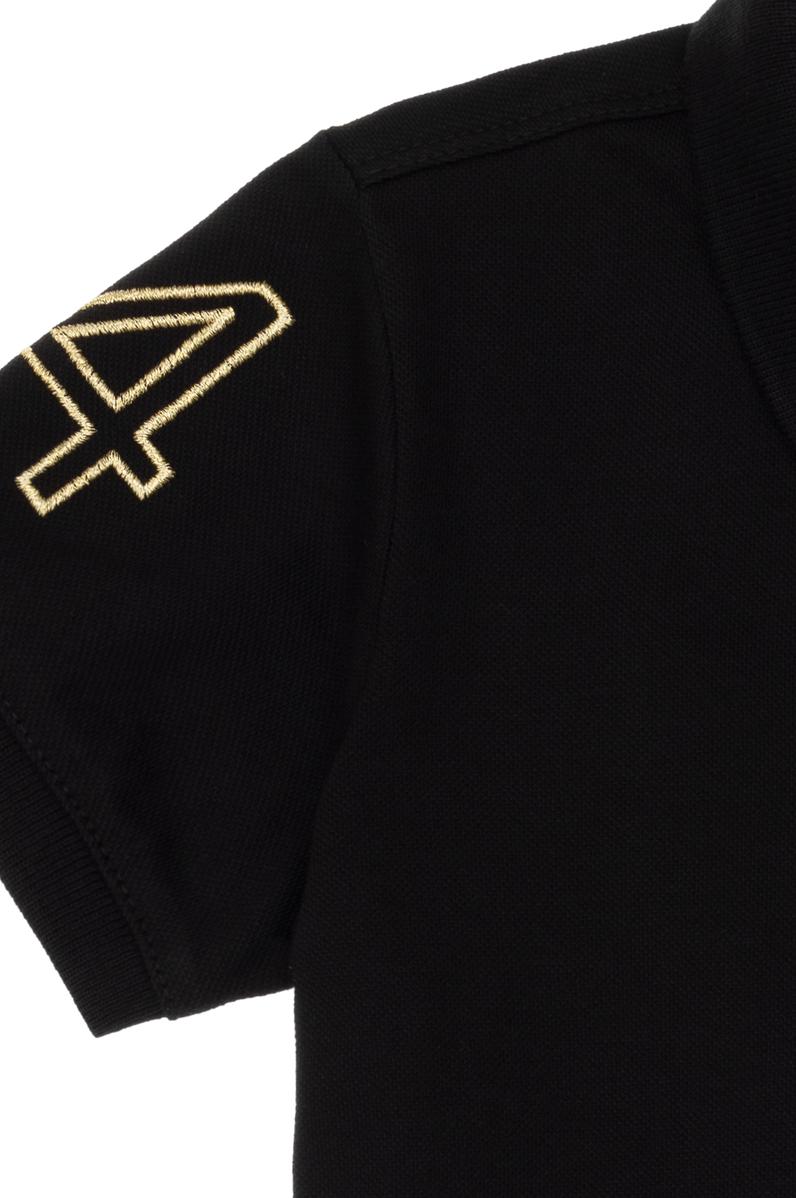 Kız Çocuk Siyah Polo Yaka Kısa Kol A-Form Basic Örme Elbise