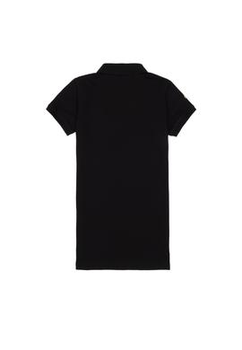 Kız Çocuk Siyah Polo Yaka Kısa Kol A-Form Basic Örme Elbise - 50299969007