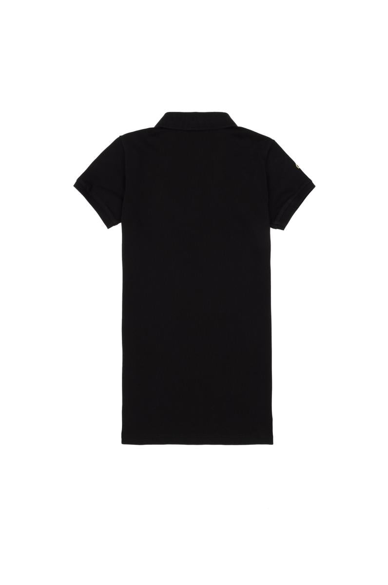 Kız Çocuk Siyah Polo Yaka Kısa Kol A-Form Basic Örme Elbise