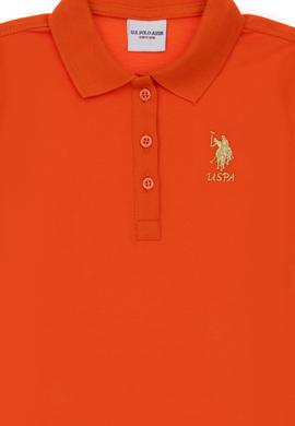 Kız Çocuk Nar Çiçeği Polo Yaka Kısa Kol A-Form Basic Örme Elbise - 50299969035