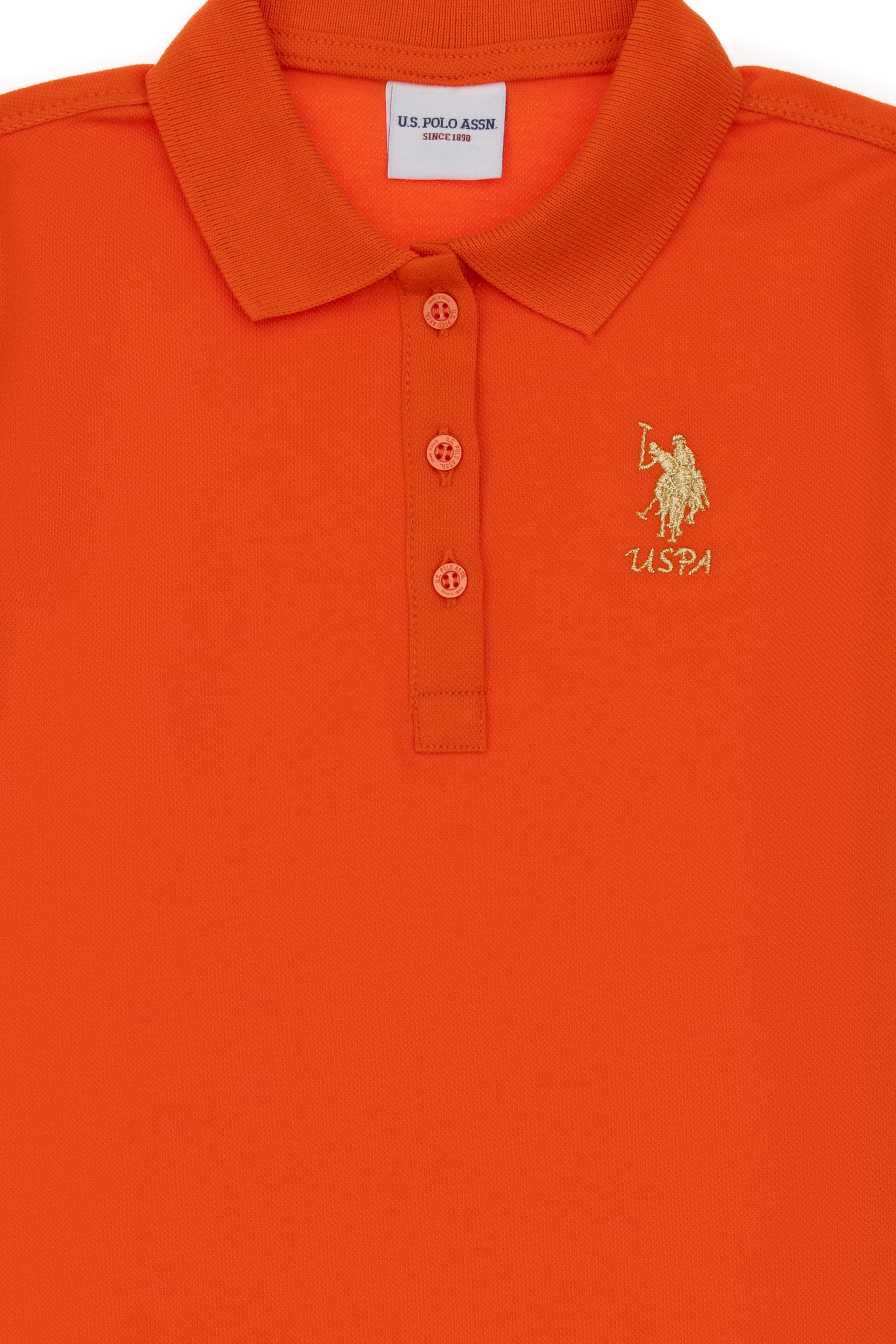 Kız Çocuk Nar Çiçeği Polo Yaka Kısa Kol A-Form Basic Örme Elbise - Image 3