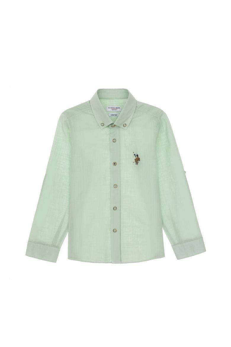 Erkek Çocuk Su Yeşili Uzun Kollu Basic Gömlek - 50298012049