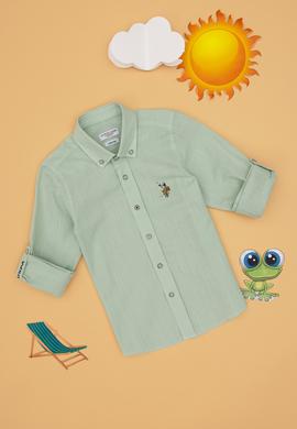 Erkek Çocuk Su Yeşili Uzun Kollu Basic Gömlek - 50298012049
