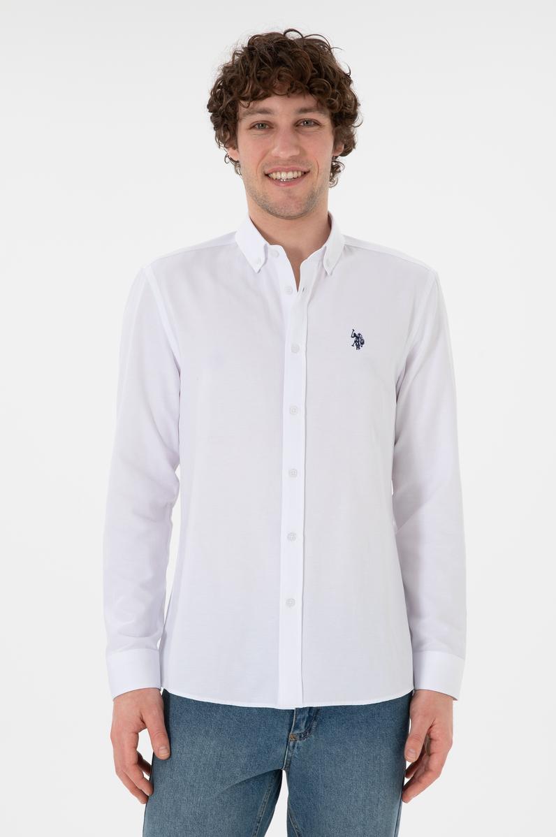 Erkek Beyaz Uzun Kollu Basic Gömlek