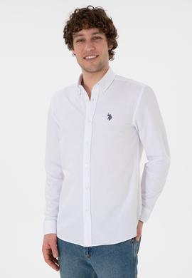Erkek Beyaz Uzun Kollu Basic Gömlek - 50296777009