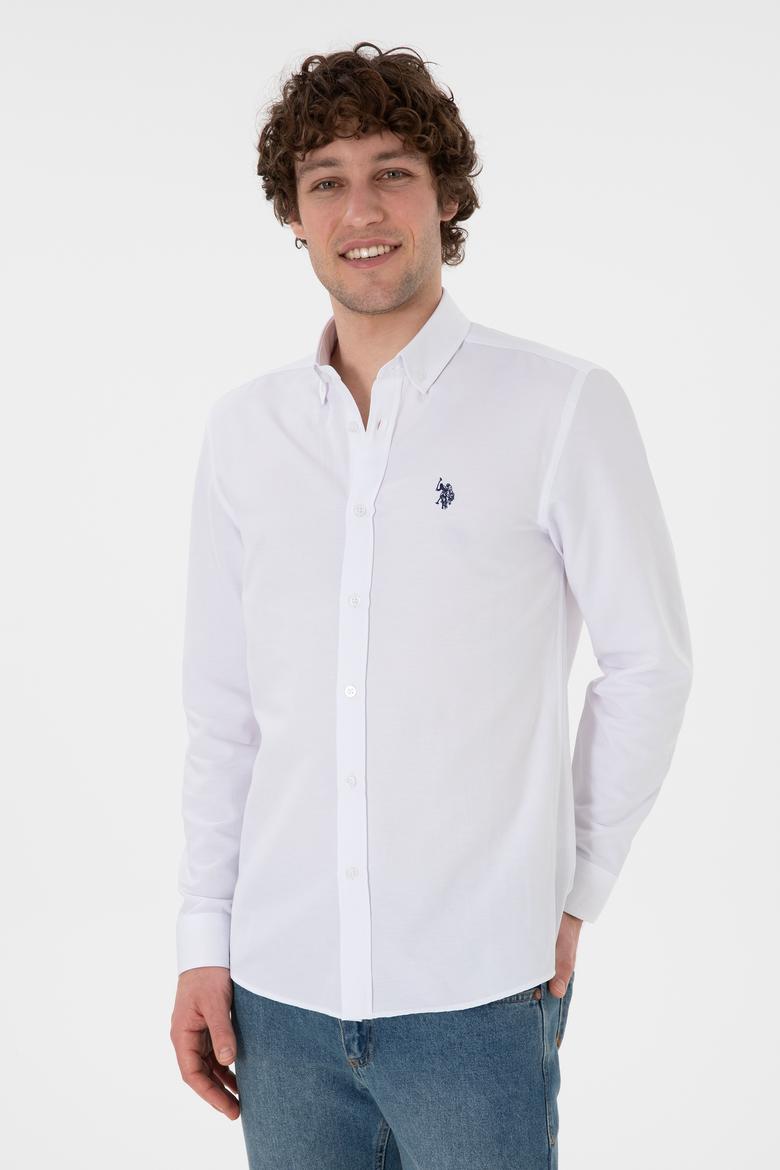 Erkek Beyaz Uzun Kollu Basic Gömlek - 50296777009