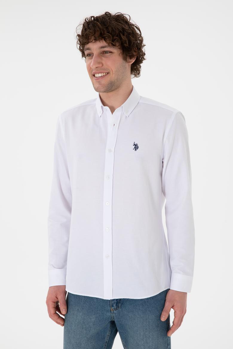 Erkek Beyaz Uzun Kollu Basic Gömlek - 50296777009