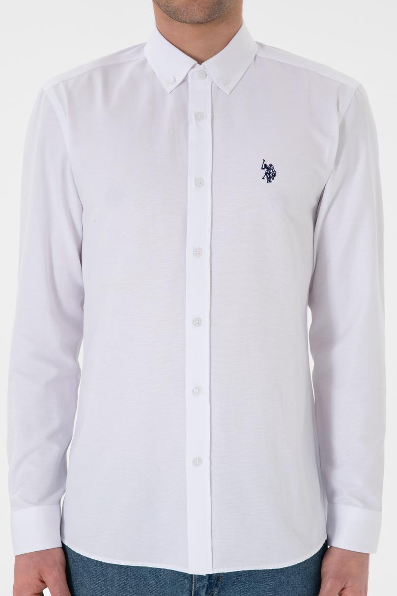 Erkek Beyaz Uzun Kollu Basic Gömlek - 50296777009