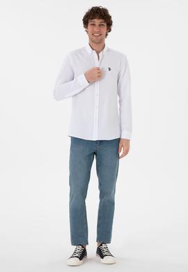 Erkek Beyaz Uzun Kollu Basic Gömlek - 50296777009