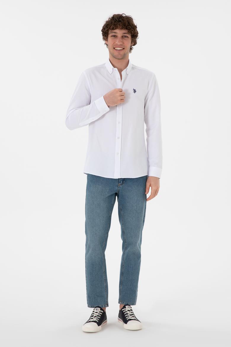 Erkek Beyaz Uzun Kollu Basic Gömlek - 50296777009
