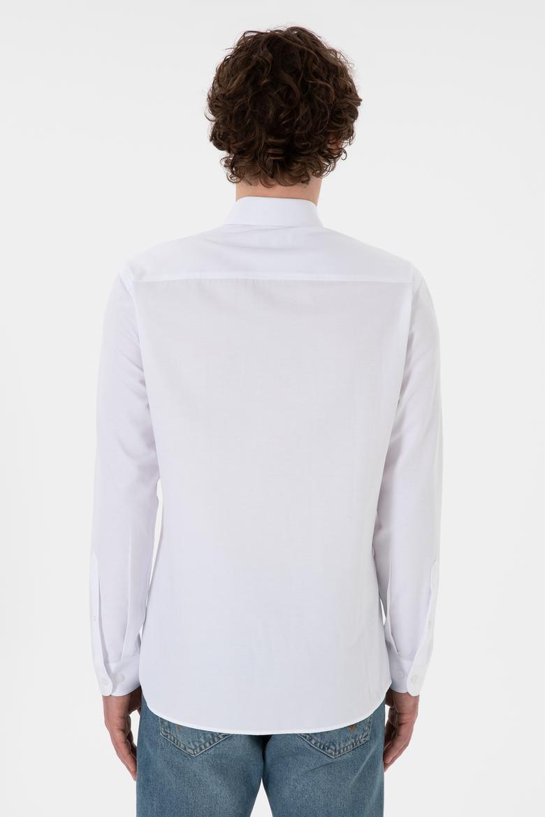 Erkek Beyaz Uzun Kollu Basic Gömlek - 50296777009