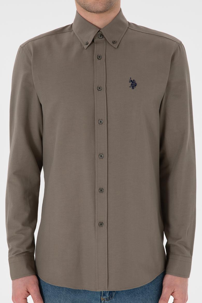 Erkek Vizon Uzun Kollu Basic Gömlek - 50306338115