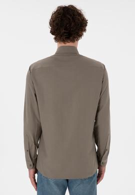 Erkek Vizon Uzun Kollu Basic Gömlek - 50306338115