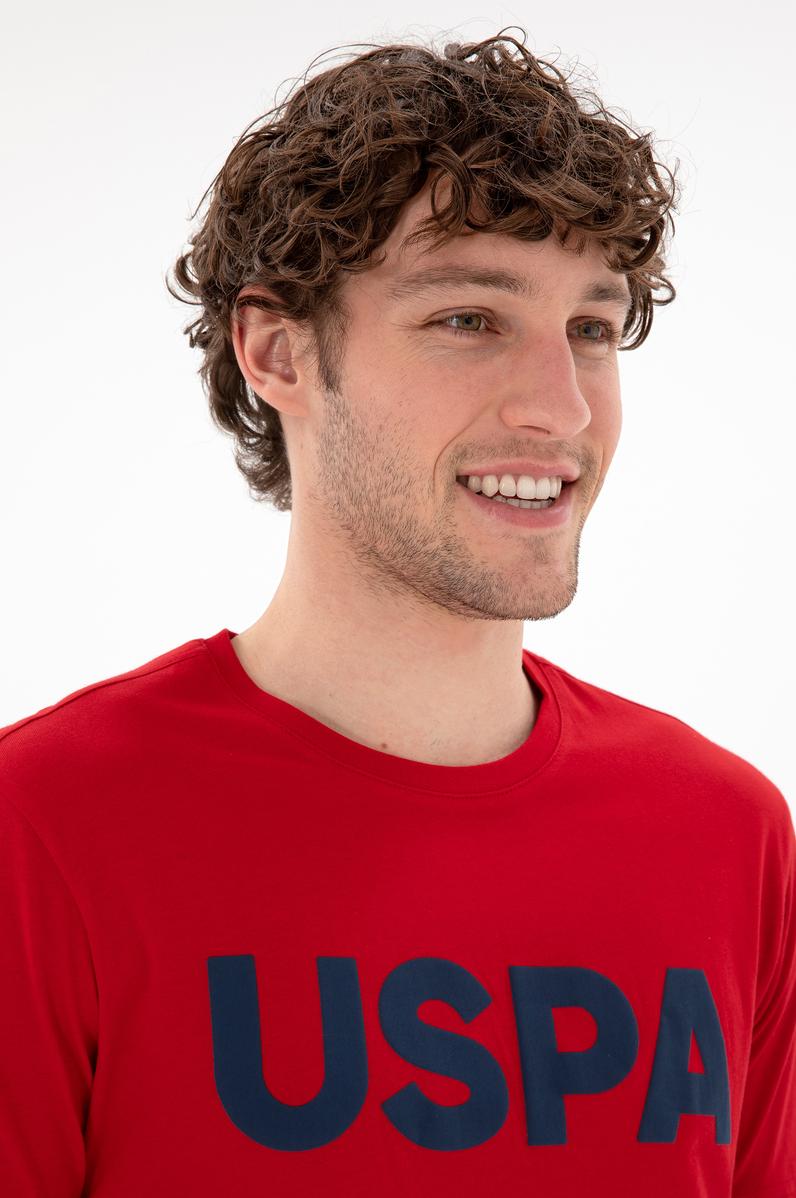 Erkek Regular Fit Bisiklet Yaka Kırmızı Basic Tişört