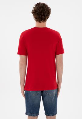 Erkek Regular Fit Bisiklet Yaka Kırmızı Basic Tişört - 50297988086