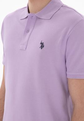 Erkek Slim Fit Polo Yaka Lila Basic Tişört - 50297984154