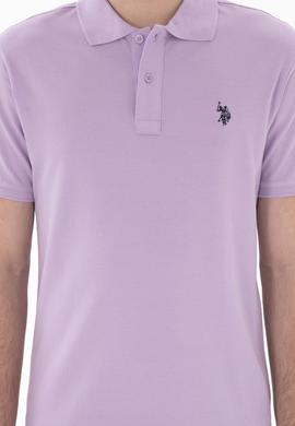 Erkek Slim Fit Polo Yaka Lila Basic Tişört - 50297984154