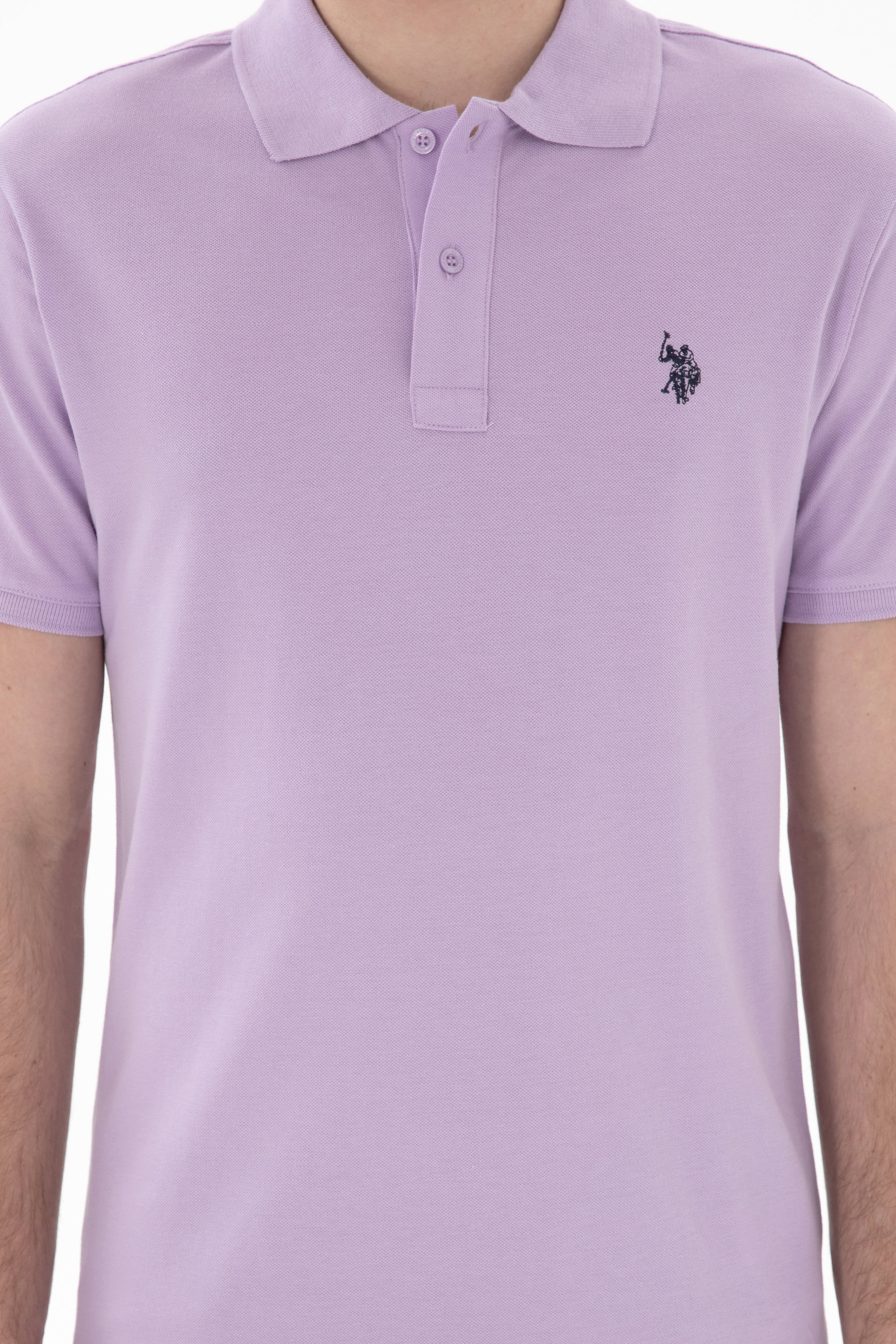 Erkek Slim Fit Polo Yaka Lila Basic Tişört - Image 6