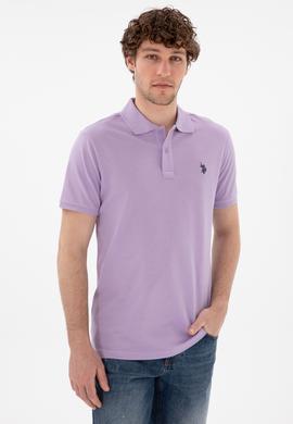 Erkek Slim Fit Polo Yaka Lila Basic Tişört - 50297984154