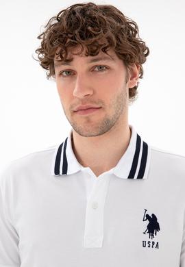 Erkek Slim Fit Polo Yaka Beyaz Basic Tişört - 50298010007