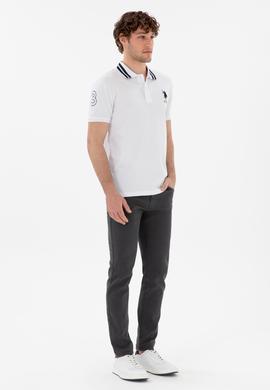 Erkek Slim Fit Polo Yaka Beyaz Basic Tişört - 50298010007