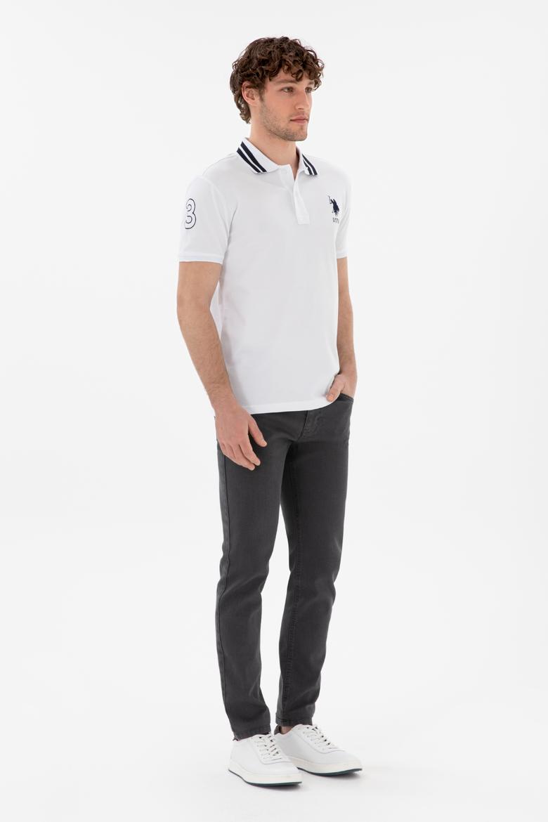 Erkek Slim Fit Polo Yaka Beyaz Basic Tişört - 50298010007