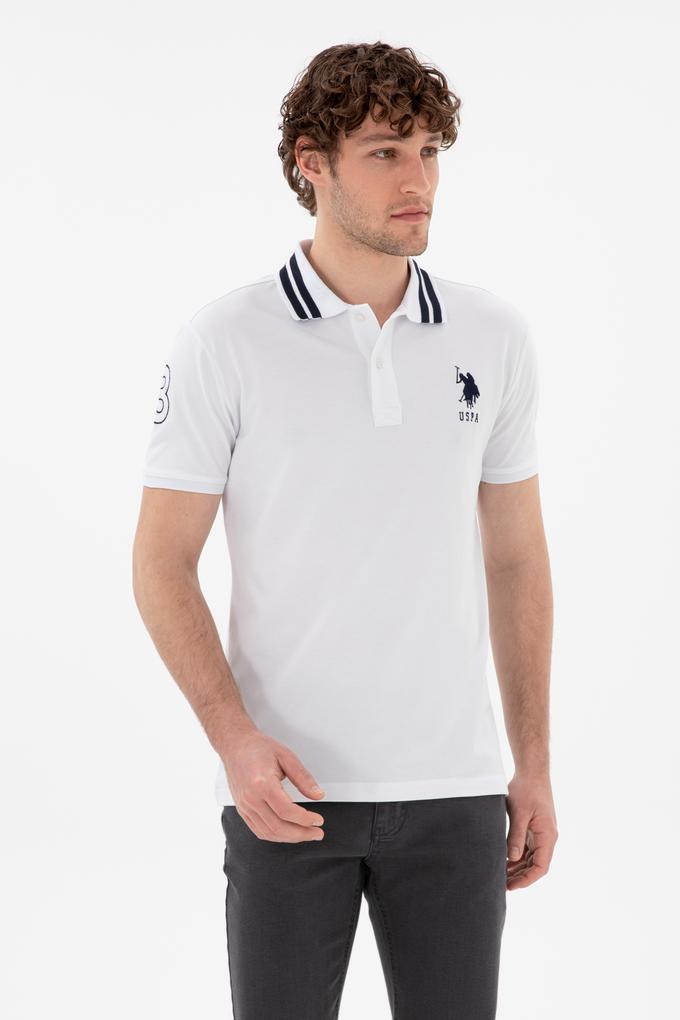 Erkek Slim Fit Polo Yaka Beyaz Basic Tişört