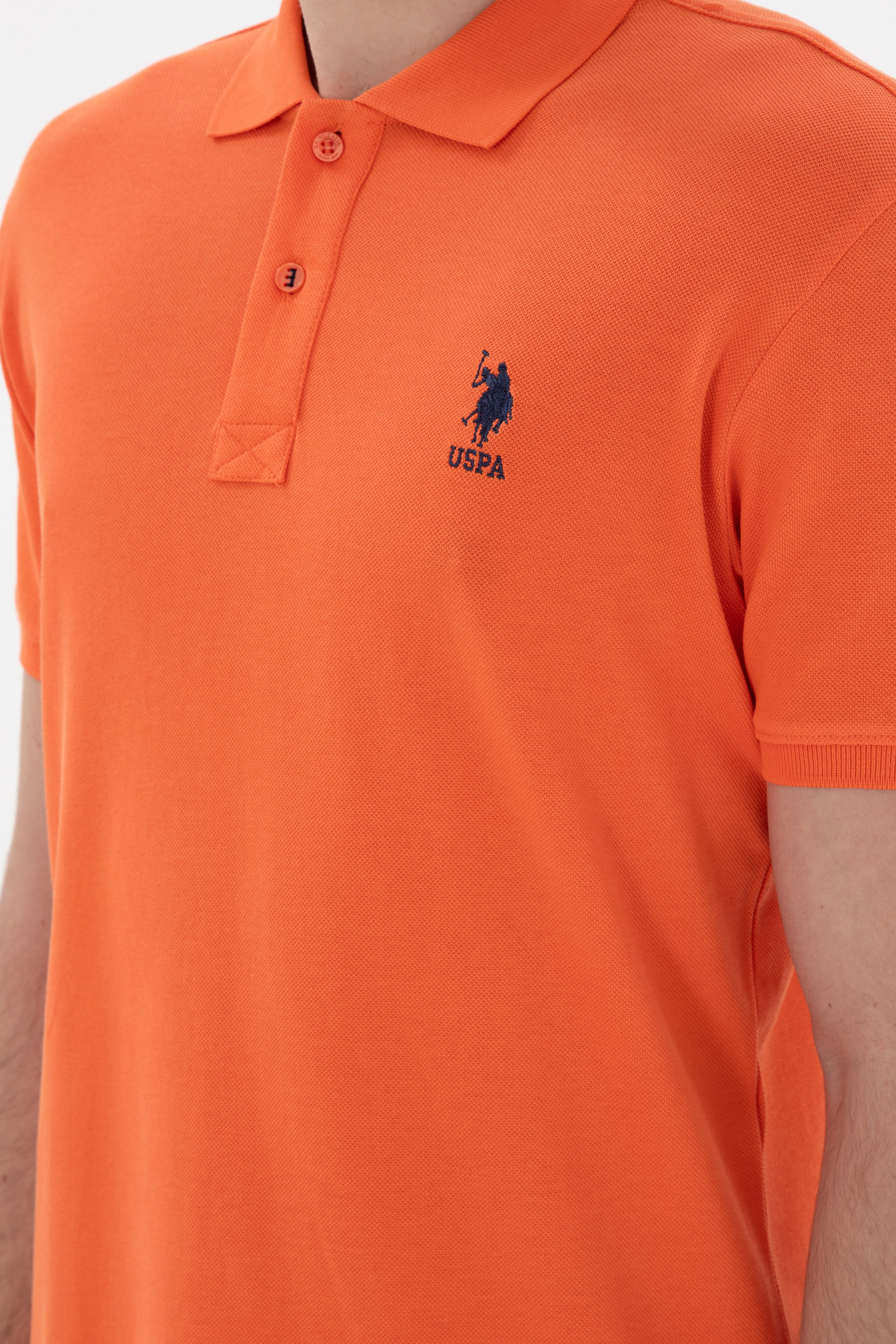 Erkek Slim Fit Polo Yaka Nar Çiçeği Basic Tişört - Image 7
