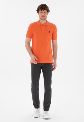 Erkek Slim Fit Polo Yaka Nar Çiçeği Basic Tişört - 50298041091