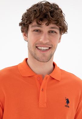 Erkek Slim Fit Polo Yaka Nar Çiçeği Basic Tişört - 50298041091