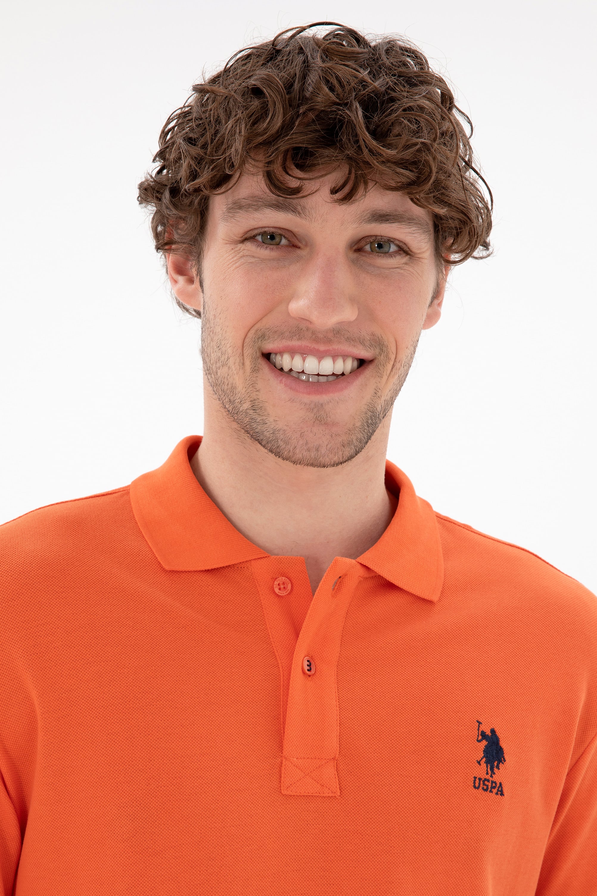 Erkek Slim Fit Polo Yaka Nar Çiçeği Basic Tişört - Image 2